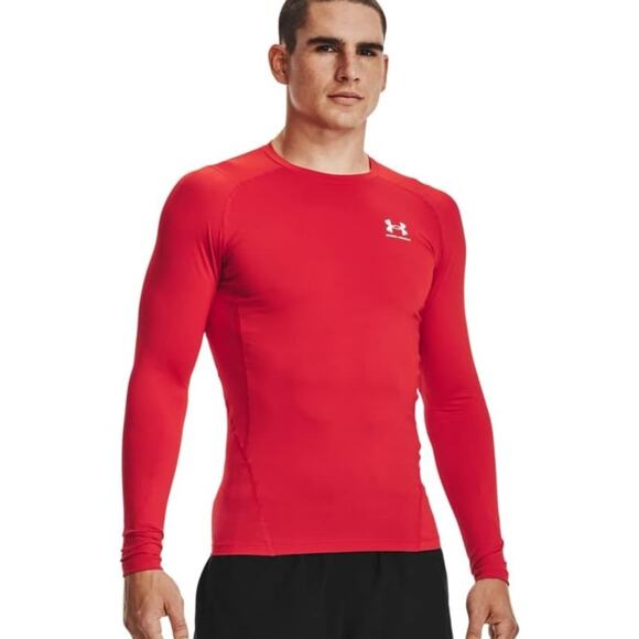 Under Armour Men's HeatGear Compression Long-Sleeve T-Shirt, Red, Size Medium - Picture 1 of 5